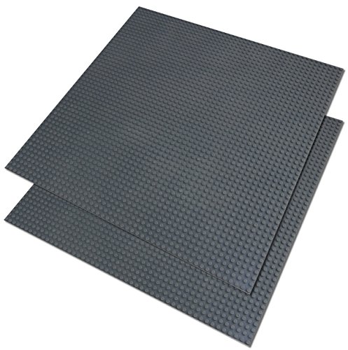 Katara 1672 - Platten Bauplatten 4er Set, 1 x 40cm + 3 x 25,5cm, Kompatibel Lego Sluban Papimax Q-Bricks, Grau Blau Grün