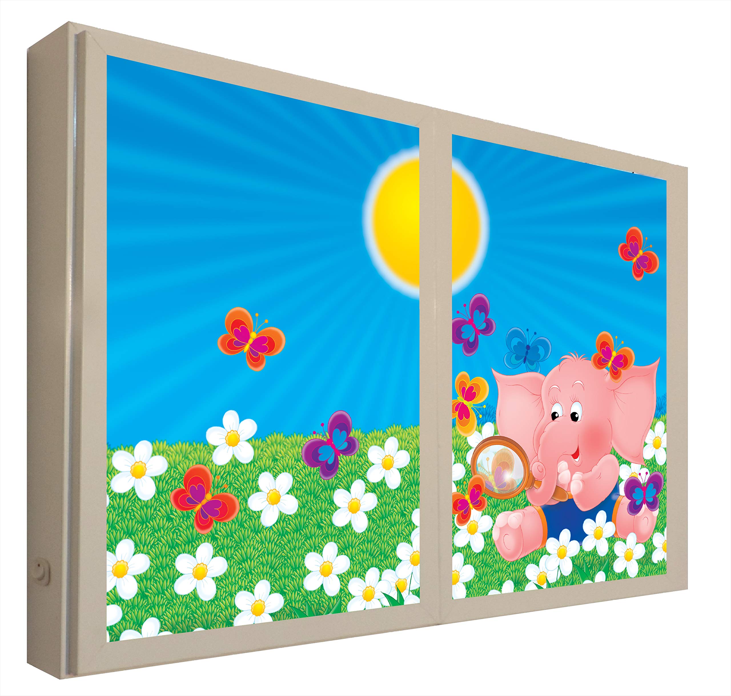 CCRETROILUMINADOS Kretroiluminado Elefant Rosa Fenster Falsas Kinder Bilder Dekoration Beleuchtet Methacrylat, Weiß, 60 x 80