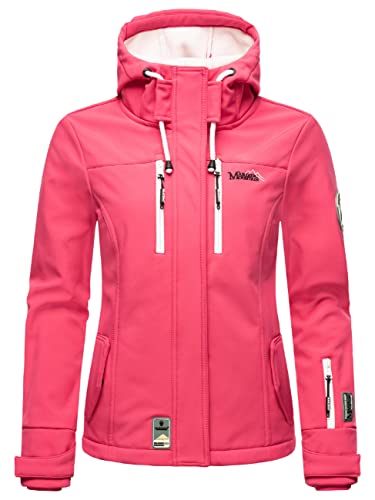 MARIKOO Damen wasserdichte Softshelljacke Übergangsjacke Regenjacke Jacke mit Kapuze Kleinezicke Pink Gr. L