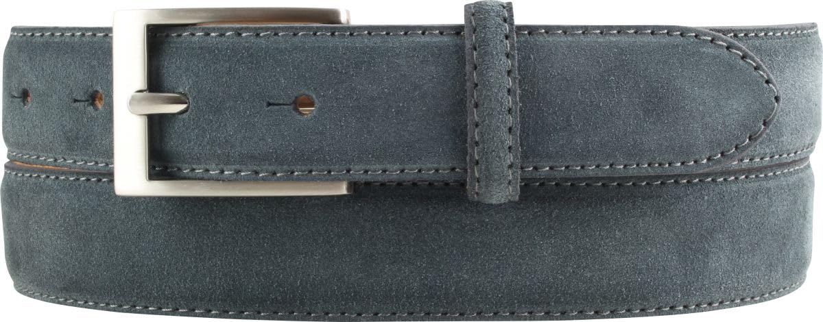 BELTINGER Italienischer Veloursleder-Gürtel, 30 mm breit, Herren, Wildleder, Anzuggürtel, Hosengürtel, Schließe Silber | Anthrazit 115cm