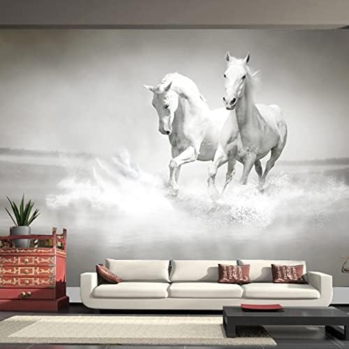 XLMING Vintage White Horse 3D Tapete Home Dekoration Wohnzimmer Sofa Schlafzimmer Tv Hintergrund Wand-400cm×280cm