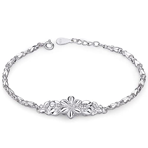 YIHANSS Verstellbarer Armreif aus Sterlingsilber, Damen-Armband aus S990-Sterlingsilber, chinesisches Vintage-Pfingstrosen-Armband, verstellbarer Armreif, Damen-Sterlingsilber-Schmuck, Geschenk