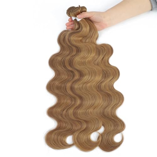 Human Hair Bundles Körperwellen-Bündel, brasilianisches Haar, Weben, weiche, natürliche synthetische Haarverlängerungen, bunte Körperwellen, dickes Haar human hair weave (Size : 1 PC, Color : HIGHLI