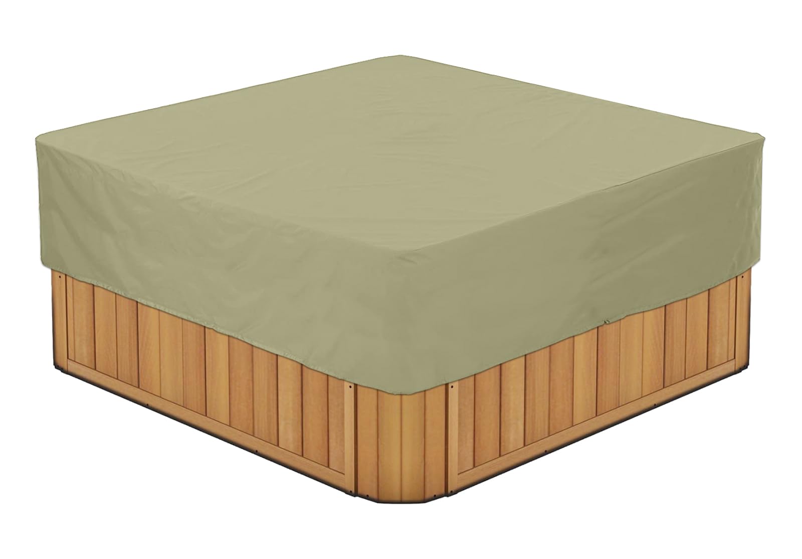 BaCover Outdoor Quadrat Whirlpool-Abdeckung, Allwetter Garten Spa Abdeckung aus 210D Oxford, Wasserdicht, Staubdicht, UV-geschützt Poolabdeckung,Beige,239x239x50cm