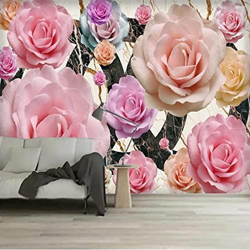 XLMING Portrait Bunte Rose Marmor 3D Tapete Home Dekoration Wohnzimmer Sofa Schlafzimmer Tv Hintergrund Wand-300cm×210cm