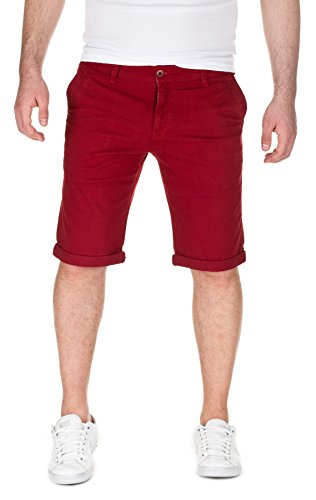 WOTEGA Herren Chino Shorts Bermuda Wein Rot Hose Alex Kurze Bordo Short Männer Hosen Sommer Rote Stretch Capri Hose Slim, Port (86448), W32