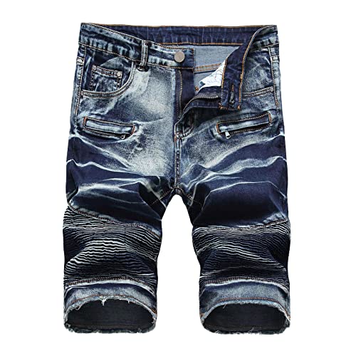 WANGTIANXUE Jeans Shorts Herren Kurze Hosen Herren Geschenke für Männer Casual Bermuda Hose Basic Stretch Shorts Slim Fit Shorts Baumwolle Denim Kurz Short Sommer Denim Half Pants Sweathose Blau