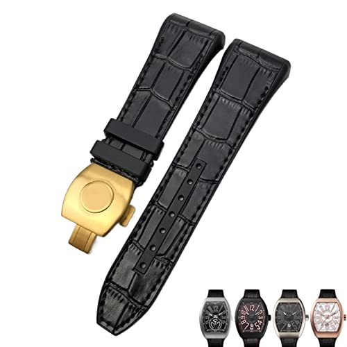 NEYENS Uhrenarmband für Franck Muller, 28 mm, Rindsleder, Silikon, Nylon-Gummi, Faltschnalle, Uhrenarmbänder für Herren, 28mm, Achat