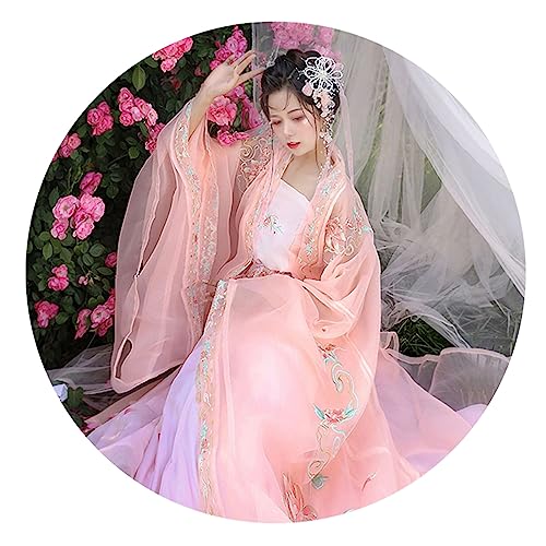 OZMDXKJ Song System Hanfu Damen-Kostüm, dünner Stil, super unsterblich, elegant, komplettes Set, M = 158–166 cm, Rosa