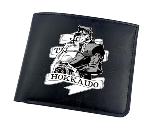 RYNDEX Jo-Jo's Bizar-re Adventu-re Anime-Geldbörsen, Cartoon-Druck Geldbörse Klein, PU-Leder Geldbörse Brieftasche Wallet(Color:Black 13)