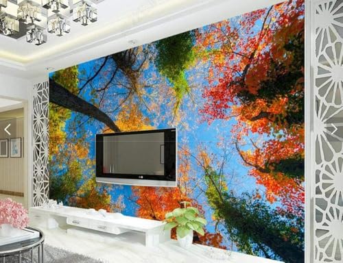 Bunte Bäume 3D Tapete Poster Restaurant Schlafzimmer Wohnzimmer Sofa TV Dekorative Wand-400cm×280cm