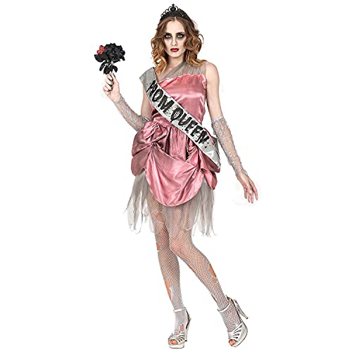 Widmann 10701 - Kostüm Zombie Ballkönigin, Kleid mit Schärpe, fingerlose Handschuhe, Tiara