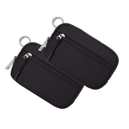 OTEB Das Iris Portemonnaie, Das Iris Kartenportemonnaie Schlüsselanhänger Portemonnaie, Das Iris Beutelarmband, Kleines großes Reißverschluss-Schlüsselanhängertäschchen(2pcs*Black)