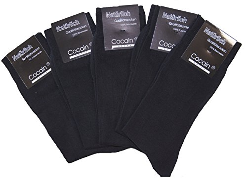 cocain 10 bis 100 Paar schwarze Marken-Socken 100% Baumwolle schwarz - für Damen und Herren geeignet - Grössen 35 bis 50 lieferbar -Spitzenqualität Made in Europa (43/46, 50 Paar Schwarz)