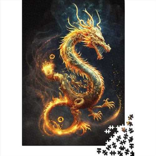 Japanischer Drache, Puzzle für Erwachsene und Jugendliche, Holzpuzzle für Erwachsene, Teenager, Puzzle für Erwachsene, Lernspiel, Herausforderungsspielzeug (Größe: 52 x 38 cm)