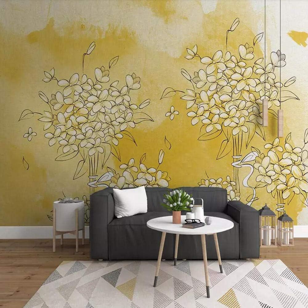 Minimalistische Gelbe Blumen 3D Tapete Poster Restaurant Schlafzimmer Wohnzimmer Sofa TV Dekorative Wand-200cm×140cm