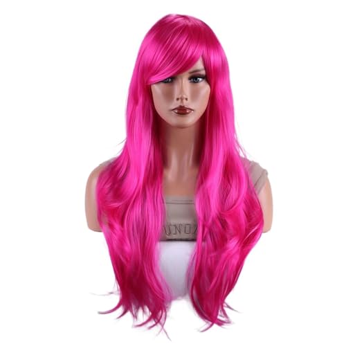 Perücken für Frauen 28" lange gewellte Haarperücken, hitzebeständige Cosplay-Perücke for Frauen (grün) für den täglichen Gebrauch(Wig-100)