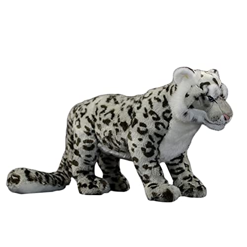 DANAIM Simulation Großes Schneeleoparden-Plüschtier, 19 Zoll Weißer Leopard Stofftier Niedlicher Leopard Wildtiere Puppe for Kindergeburtstag