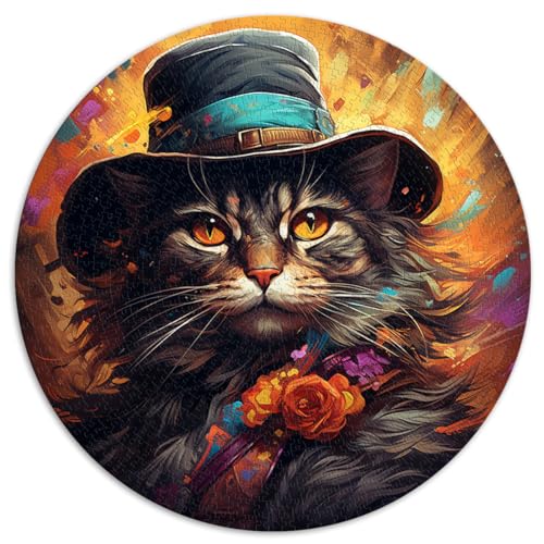 Puzzles zum Verschenken, Cowboy-Katze, 1000 große Teile, Puzzle für Erwachsene, 67,5 x 67,5 cm, Puzzle-Kunstwerk, interessantes Puzzle zur Stressreduzierung