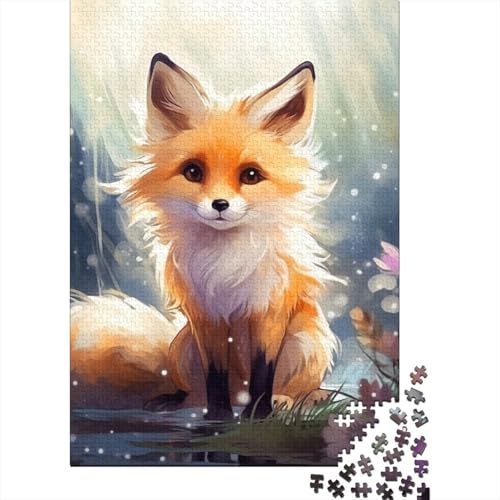 Puzzle für Erwachsene, 1000 Teile, Baby-Fuchs, Holzpuzzle für Erwachsene, Puzzle-Spielzeug, Entspannungspuzzle, Spiele, Denksport-Puzzle 29,53x19,69 Zoll