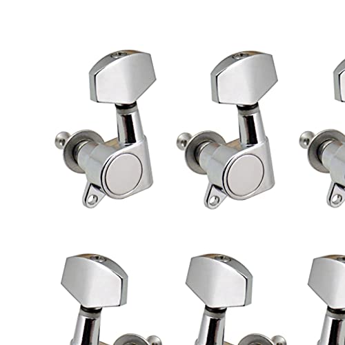 Gitarren Stimmwirbel 6 Stücke Versiegelte Gitarren String Stifte Sperrer Tuner 3L3R. Tuning Pegs String Tuner Elektrische Akustikgitarre (Color : Silver)