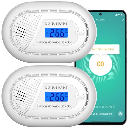 Kohlenmonoxid Melder WLAN - 10 Jahre Batterie - Smart CO Melder Vernetzt mit App Tuya & Smartlife, CO Warner fur Smart Home - 2 Set