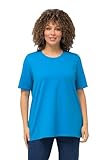 Ulla Popken Damen, A-Linie, Rundhalsausschnitt, Halbarm T-Shirt, Saphirblau, 58-60