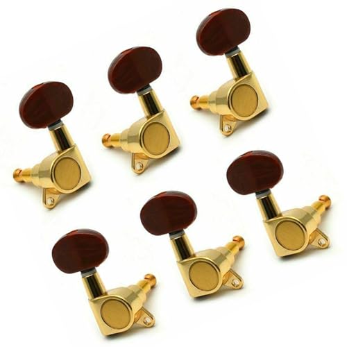 Strings Tuning Pegs Mechaniken Für Gitarre 3L3R Golden Folk Akustikgitarre, bilaterales Stimmgerät, ovaler, vollständig geschlossener Kopfplatte