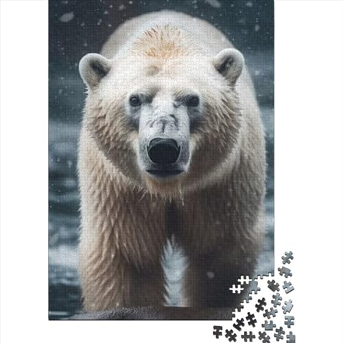 Eisbär-Wildtier-Puzzle, schwierige und anspruchsvolle Puzzles, Kunst-Puzzles für Erwachsene, 1000 Teile, Puzzles für Erwachsene, Lernspiel, Herausforderungsspielzeug (Größe 75 x 50 cm)