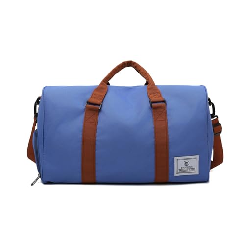 ohodhmnu Damen Tote Bag Reisetasche Große Kapazität Gepäck Tasche Duffle Bags Übernachtungstasche Multifunktionale Sport Gym Bag für Männer Frauen, seeblau, With pendant