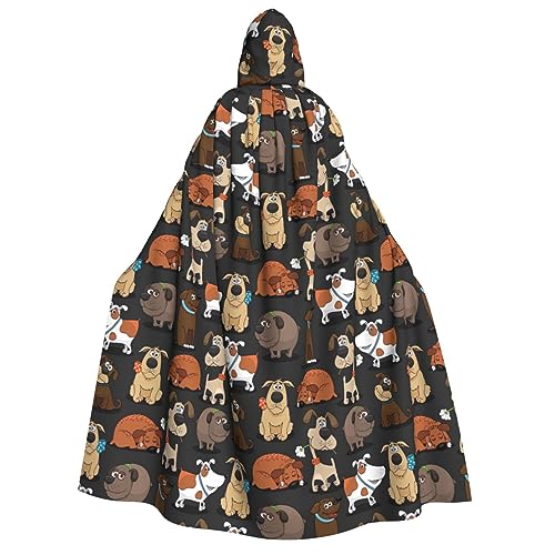 WURTON Hunde-Corgi-Aufdruck, Unisex, Kapuzenumhang, Kostüm für Damen und Herren, Vampir, Halloween, Cosplay, Karneval, Mottoparty