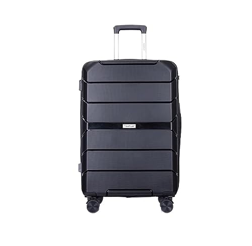 Koffer Trolley Reisekoffer Gepäck Mit Rollen, PP-Gepäcksets, Leichter Koffer Mit TSA-Schloss, Reisegepäck Koffer Gepäck Rollkoffer (Color : Black, Size : 20in)