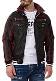 Cipo & Baxx Herren Lederjacke mit abnehmbarer Kapuze Kunstleder Bikerjacke CJ284 Schwarz L