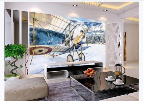 Vintage Aircraft Schneeberg 3D Tapete Poster Restaurant Schlafzimmer Wohnzimmer Sofa TV Dekorative Wand-400cm×280cm