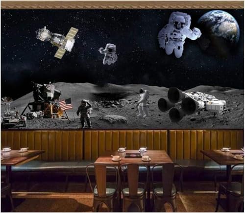 Der Weltraum Astronauten Der Mond 3D Tapete Poster Restaurant Schlafzimmer Wohnzimmer Sofa TV Dekorative Wand-200cm×140cm