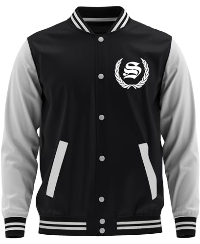 Mein Leben Stuttgart Herren College Jacke | Utra Sport Fussball Stuttgart Jacke Skyline Hoodie Stadt | Schwarz FB (S)