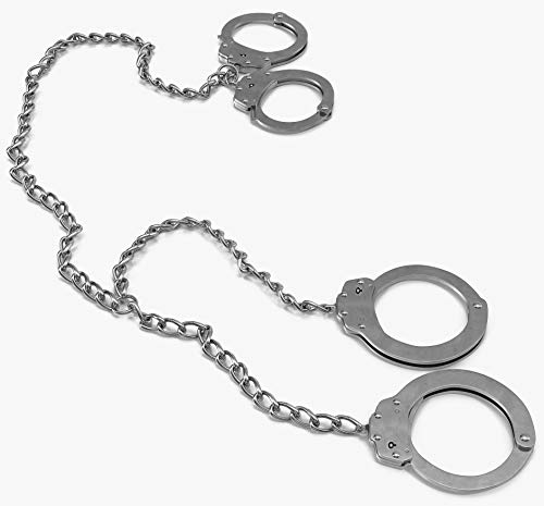 KS-11 Polizei Handschellen silber Fußfesseln aus Metall mit 2 Schlüsseln - Behördenqualität - Double Lock Standart Edition silver - echte Handschelle - Security Zubehör