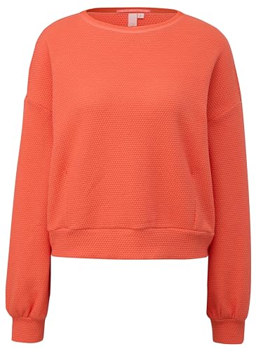 QS Damen 2147730 Sweatshirt mit Struktur, Orange, 36