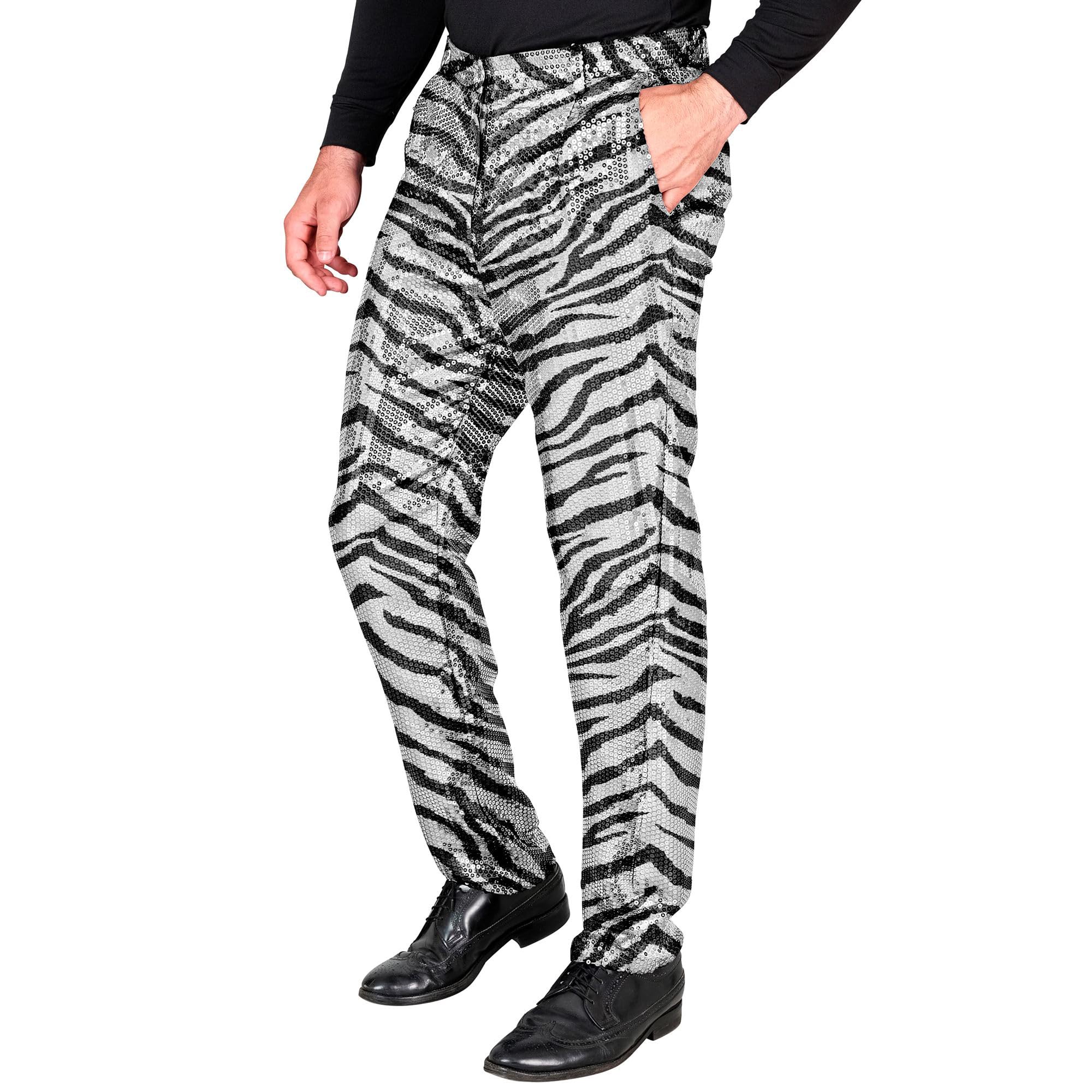 W WIDMANN MILANO Party Fashion - Party Fashion Paillettenhose für Herren, Disco Fever, Herrenhose, Party Outfit, Faschingskostüm