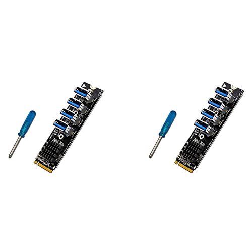 Piuusngy 2X M.2 USB Adapter M.2 M-Key Auf 4 Port PCI-E X1 USB3.0 Grafik Verlängerungskabel ASM1184 Mining Karte für Desktop PC SSD HDD