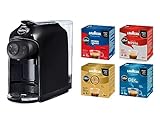 Lavazza, A Modo Mio Idola Nera Kaffeemaschine mit 64 sortierten Kapseln, kompakte und leise Espressomaschine, 1500 W, 220-240 V, 50/60 Hz, max. Kapazität 1,1 Liter Wasser