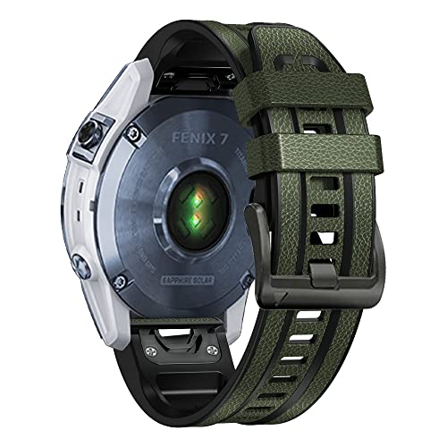 BANDKIT Quickfit-Lederarmband für Garmin Fenix 7X 6X 5X 22 mm, Silikon-Easyfit-Armband für Fenix 7 6 5 955 Epix Watch, 26mm Fenix 6X 6X Pro, Achat