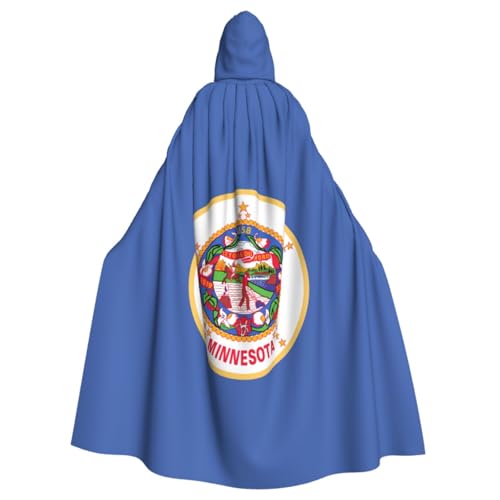 WURTON Minnesota State Flag Print Halloween Hooded Cloak Suitable Carnival Theme Party Halloween Cosplay Costume