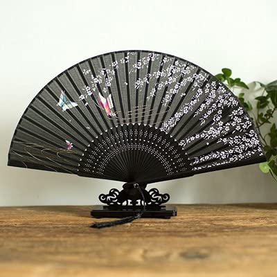 VSULZVNU Faltfächer Faltbarer Japanischer Japanischer Klassischer Blumen Faltbarer Kirschblüten Alte Handgemachte Seide Klassischer Ventilator Kompatibel mit Hanfu Fan (A4) (A4)