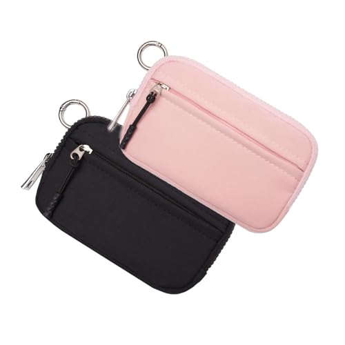 OTEB Das Iris Portemonnaie, Das Iris Kartenportemonnaie Schlüsselanhänger Portemonnaie, Das Iris Beutelarmband, Kleines großes Reißverschluss-Schlüsselanhängertäschchen(Pink+Black)