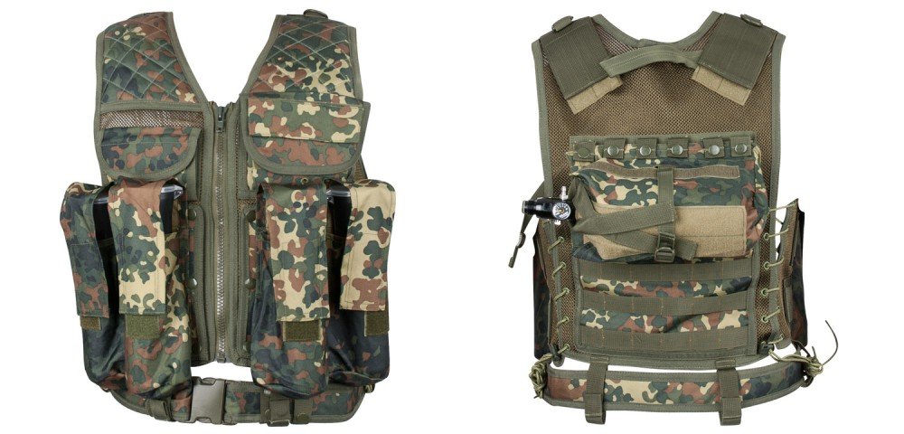 New Legion Erwachsene Tactical Weste Carrier Paintball, Flecktarn, M-XXL