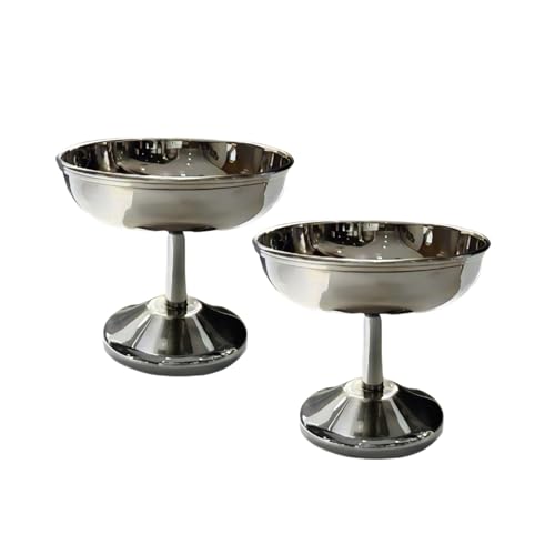 Set Mit 2 Eleganten Tassen Aus 304 Edelstahl Servierbecher Eisbecher Dessert Obstteller Küchengeschirr Für Kuchen