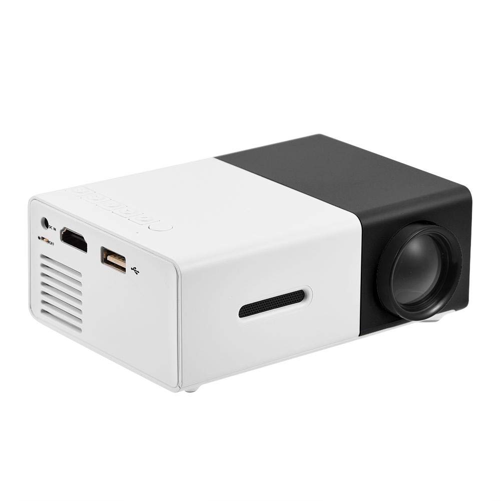 Tragbarer LED Projektor, Full HD Multimedia Beamer Unterstützung AV/USB/HDMI/TF für Home Büro Theater(Weiß und Schwarz)