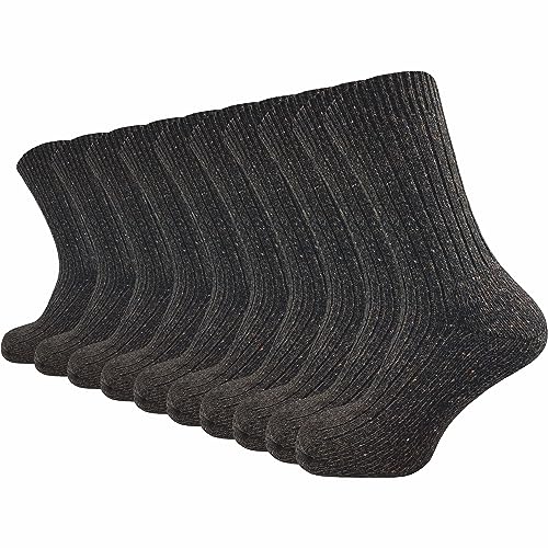 GAWILO warme & gepolsterte Herren Norweger Socken aus 70% Wolle (10 Paar) | dicke Fersenpolster mit Plüschsohle | Outdoorsocken gegen kalte Füße (43-46, braun)