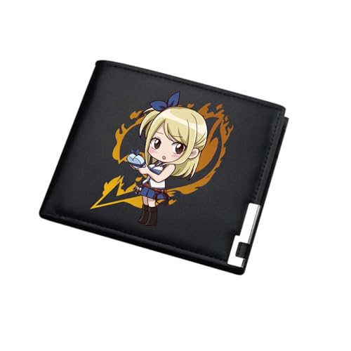 RYNDEX FAI-ry TA-il Wallet Anime, Jugend Karikatur Portemonnaie Klein, PU-Leder Geldbörse Brieftasche Wallet(Color:Black 7)